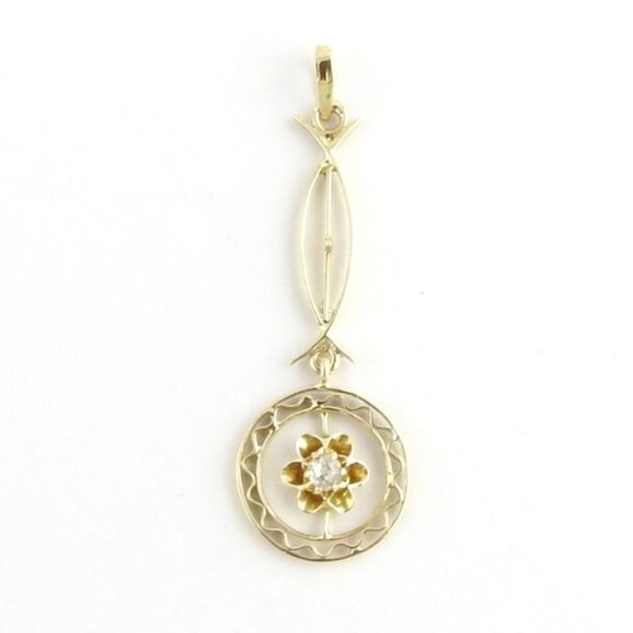 Vintage 14 Karat Yellow Gold and Diamond Pendant - Picture 1 of 7